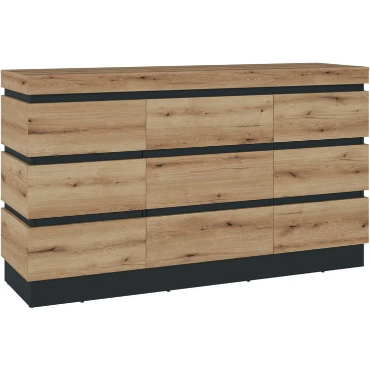 Sideboard >CORTE< in Coast Evoke Eiche Dekor/Kosmos Grau - 160,8x92,5x45cm (BxHxT)