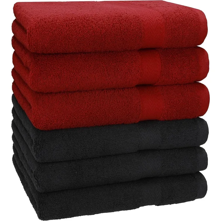 Betz Handtücher 6 Stück Handtuch Set 50 x 100 cm Premium Farbe rubinrot/Graphit Grau, 100% Baumwolle (Set, 6-St)