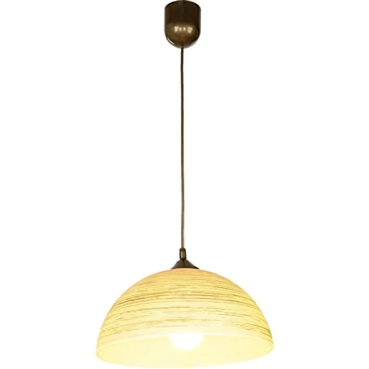 Licht-Erlebnisse Pendelleuchte FERA, Glas in Gold, E27, Ø 30cm, Retro Hängelampe für Küche und Esszimmer – Bild 3