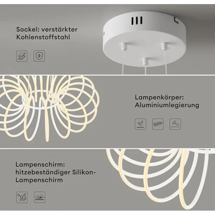 Mai & Mai Pendelleuchte Pendellampe LED-Hängelampe mit Fernbedienung & Wandschalter Nuvora05, LED-Pendelleuchte – Bild 6