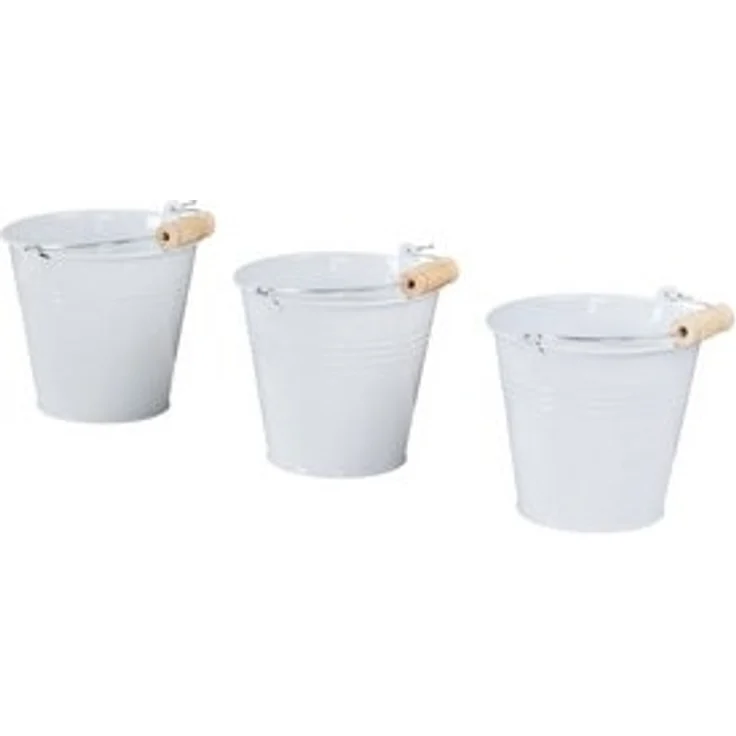 Levandeo® Kräutertopf, 3er Set Pflanztopf Metall H10cm Weiß Kräutertopf Mini Eimer – Bild 6