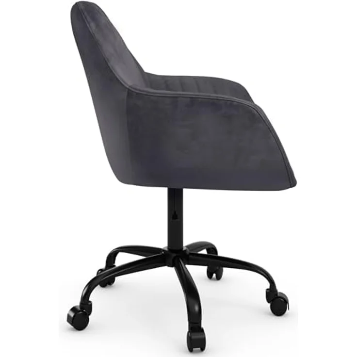 Perry2 Bürostuhl Samt Anthrazit, höhenverstellbarer Drehstuhl mit Armlehnen, ergonomischer Schreibtischstuhl für Home Office und Büro, 360° drehbar, 58 x 54 x 78 cm – Bild 3