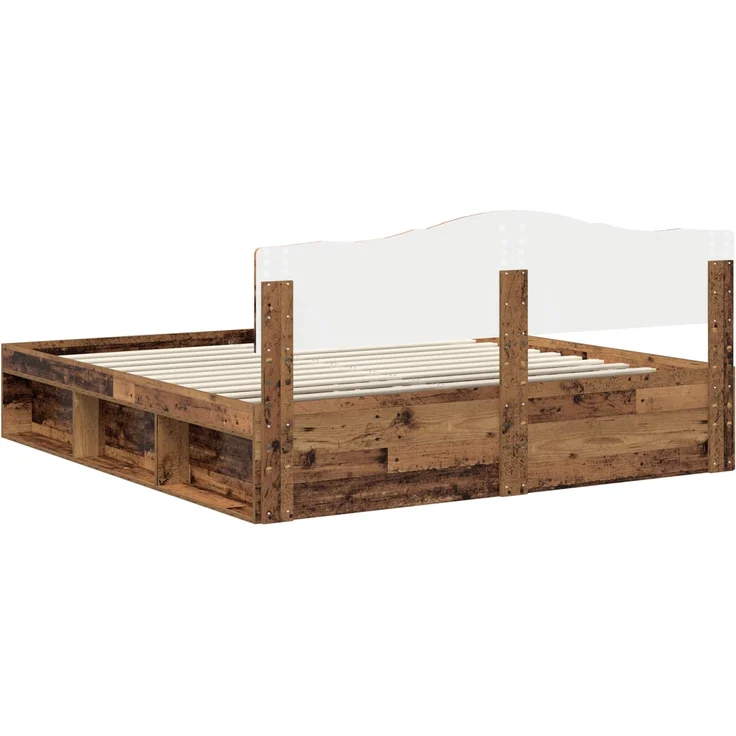 vidaXL Bettrahmen Altholz 200 x 200 cm Massives Kiefernholz 3412860 – Bild 8