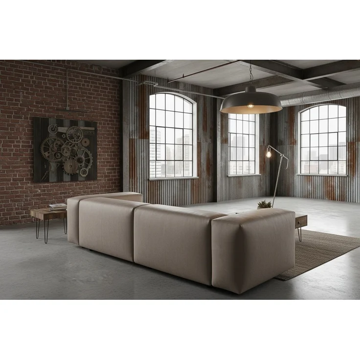 KAWOLA Sofa CELESTE 4-Sitzer Lederfaserstoff anthrazit 72 x 114 x 302 cm – Bild 4