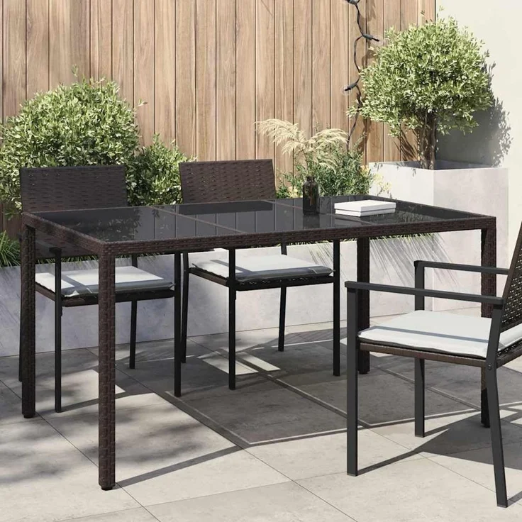 vidaXL Gartentisch Braun 150 x 90 x 75 cm Poly-Rattan 362539 – Bild 2