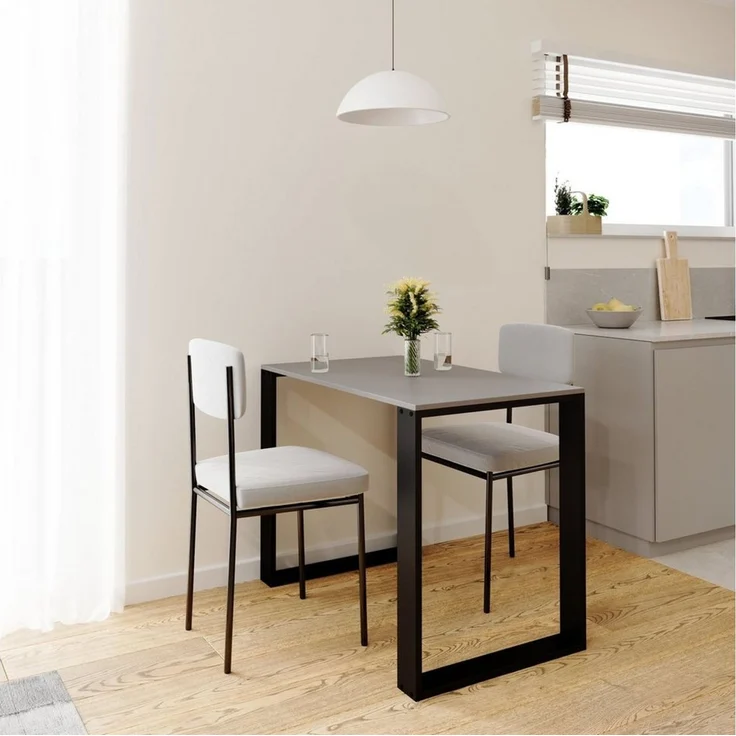 AKKE Esstisch, Esszimmertisch LOFT Schwarze Beinen Küchentisch Bürotisch 2mm-PVC – Bild 1
