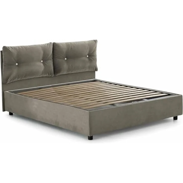 Talamo Italia - Rita Doppelbett, Bettkasten mit Stoffbezug, 100 % Made in Italy, Öffnung vorne, inklusive Matratze 160 x 190 cm, Taupe – Bild 6