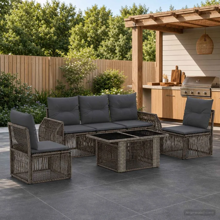 vidaXL Gartensofa-set 6 stk. Grau und Dunkelgrau 100 x 55 x 73 cm 3436922 – Bild 1