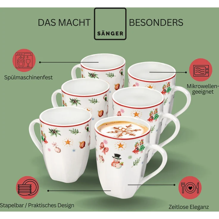 SÄNGER Kaffeebecher Set Bilgola Christmas Design 6 teilig – Bild 4
