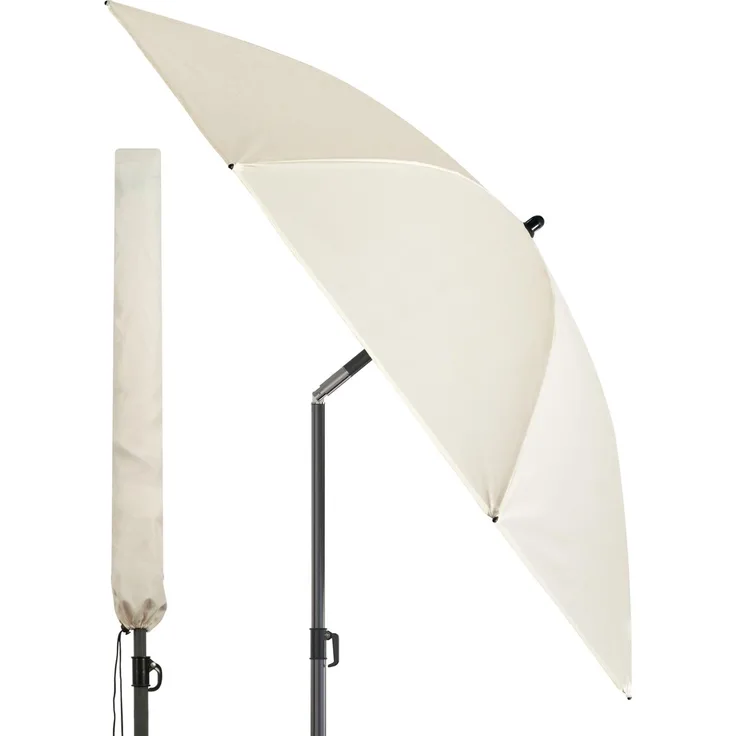 4smile Sonnenschirm Balkon Ø 180cm, Beige - Sonnenschirm Strand mit Hülle - Balkonschirm mit Knickfunktion, UPF 50+ Gartenschirm, Strandschirm windfest stabil SunnyJoy