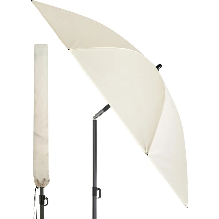 4smile Sonnenschirm Balkon Ø 180cm, Beige - Sonnenschirm Strand mit Hülle - Balkonschirm mit Knickfunktion, UPF 50+ Gartenschirm, Strandschirm windfest stabil SunnyJoy