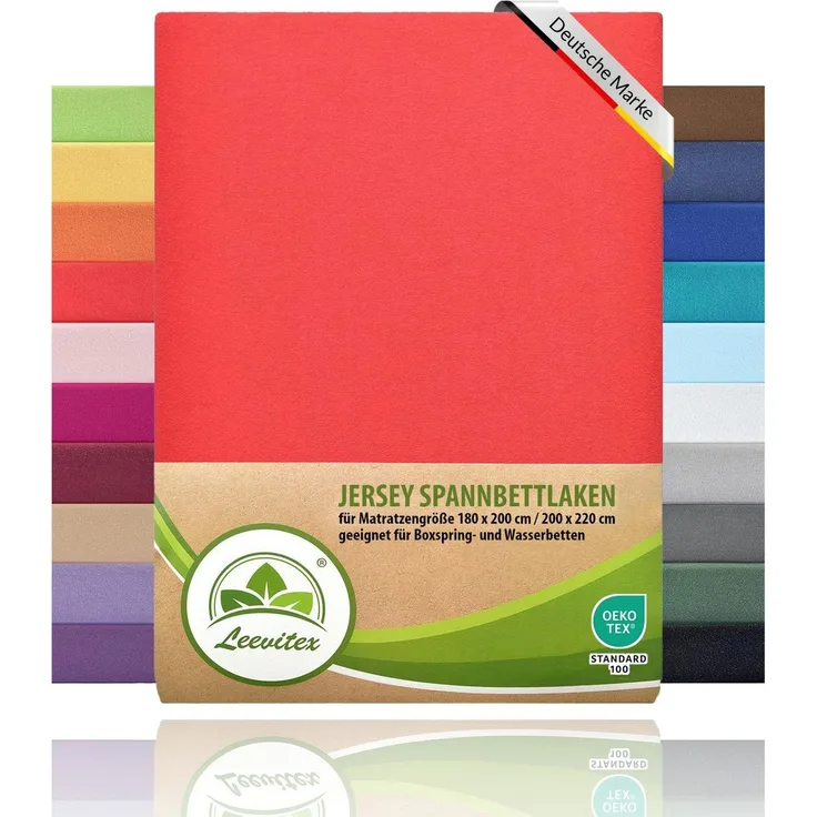 leevitex® Spannbettlaken Spannbettlaken Boxspringbett & Wasserbett Spannbettlaken 150 g/m², Gummizug: rundum, Mako-Baumwolle, ÖkoTex, 180x200 – 200x220 cm + 40 cm Steg