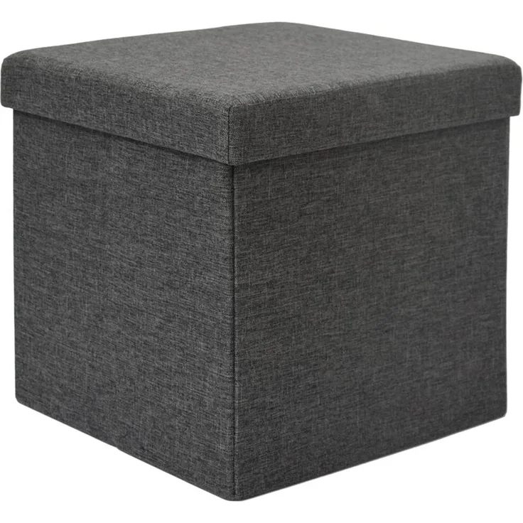 Faltbarer Sitzhocker 38x38x38cm Fußhocker Polsterhocker 42L Ottomane Leinen Grau