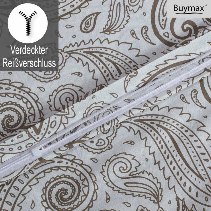 Buymax Bettwäsche Adalia, Aria, Renforcé, 3 teilig, Bettbezug-Set 200x220 cm 100% Baumwolle Reißverschluss Blumen Weiß – Bild 4
