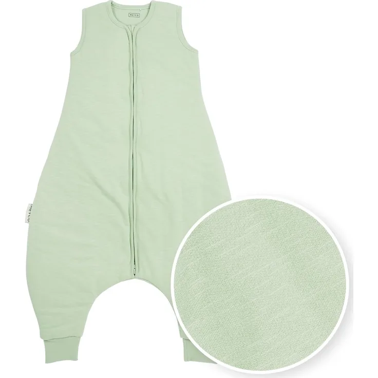 Meyco Baby Schlafsack mit Füßen - Größe 92cm - 2,0 TOG - Ganzjahresschlafoverall - 100% Baumwolle - Oeko Tex Zertifiziert - Rundum-Reißverschluss - hautfreundlich, atmungsaktiv - Zartgrün