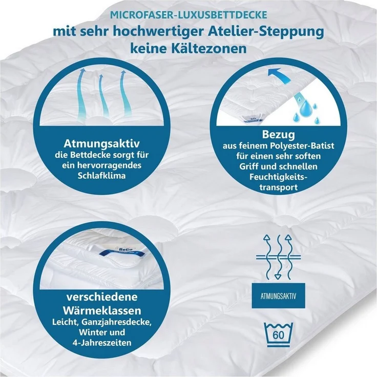 Bettdecke Royal Soft Duo, Füllung: Polyester, Bezug: Microfaser, Bettdecke 135x200 cm, 4 Jahreszeiten – Bild 3
