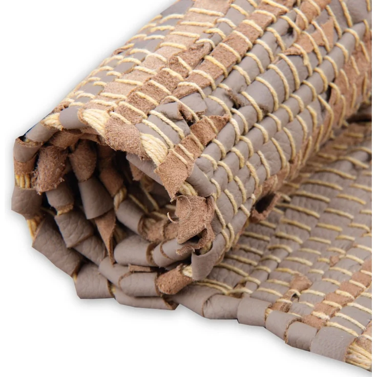Flickenteppiche Leder 70x180cm beige – Bild 4