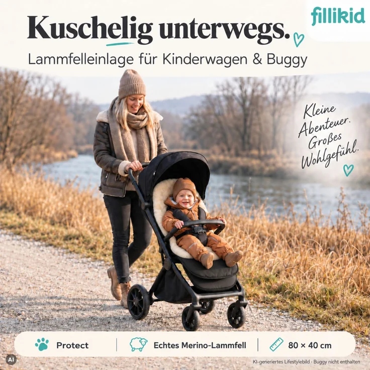 Fillikid Lammfelleinlage Buggy Kinderwagen TOP – Bild 2