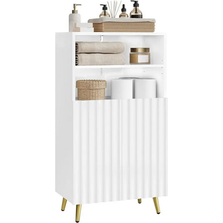 EUGAD Badkommode (1 St), Badezimmerschrank, mit 4 Fächern, 2 Türen, weiß