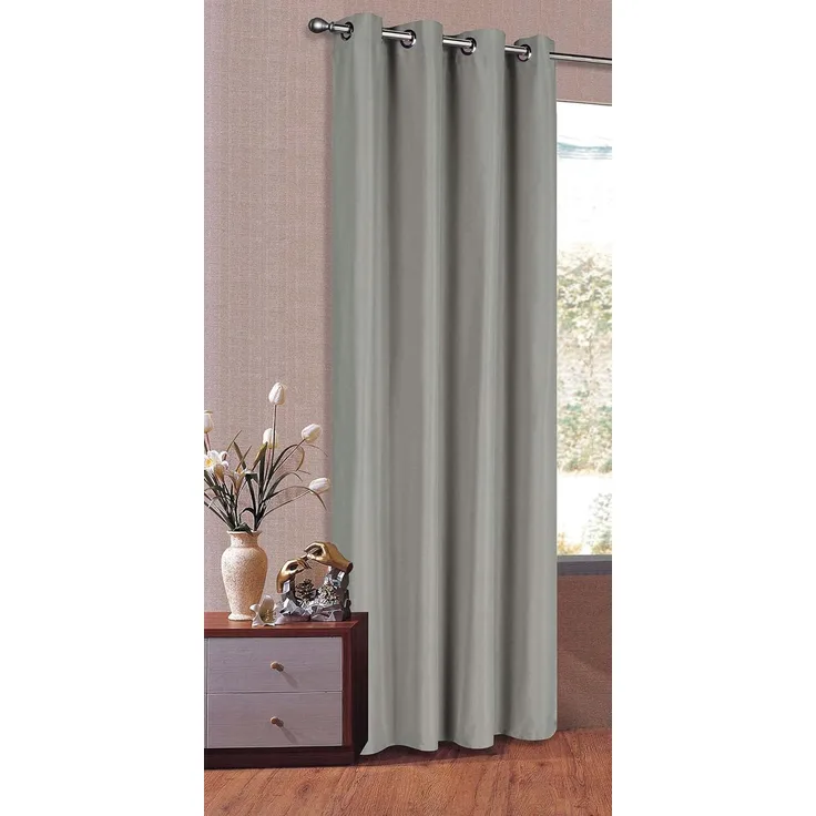 Gardinenbox Vorhang Schal Schlaufen Blickdicht Microsatin Lichtdurchlässig Kräuselband Uni Matt, Hellgrau, HxB 245x140 cm