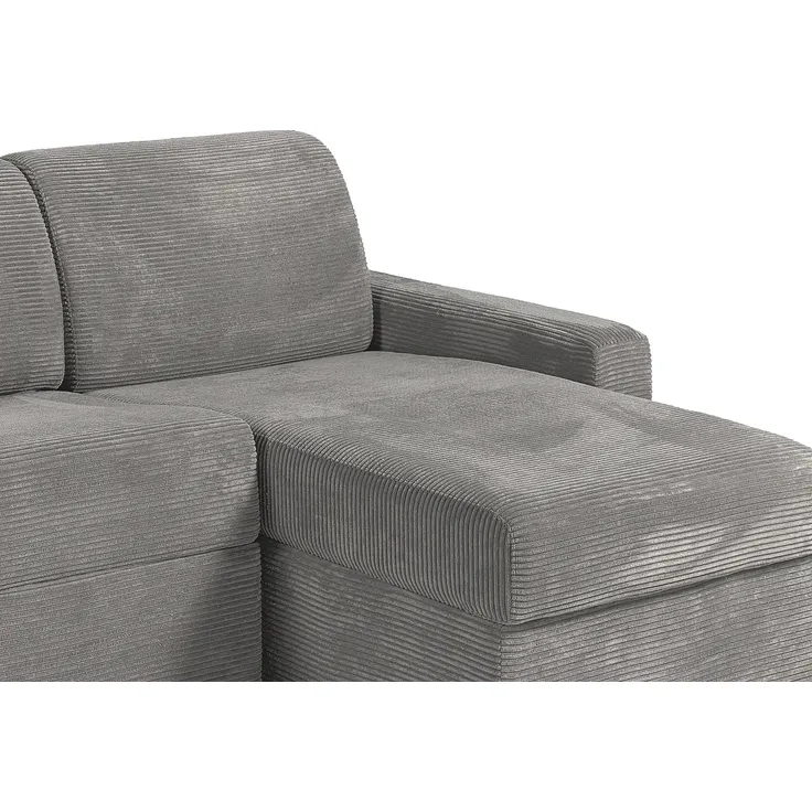 Vente-unique - CALITO Sofa SamtStoff Grau - B 223 cm152 cm x H 90 cm x L 278 cm – Bild 5