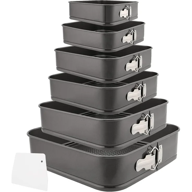 6er Set Eckige Kuchenformen Springform Backformen Schwarz