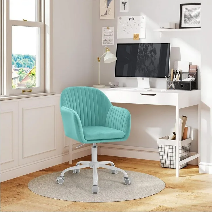 Woltu Schreibtischstuhl, Homeoffice Stuhl mit Rollen, Schminkstuhl höhenverstellbar