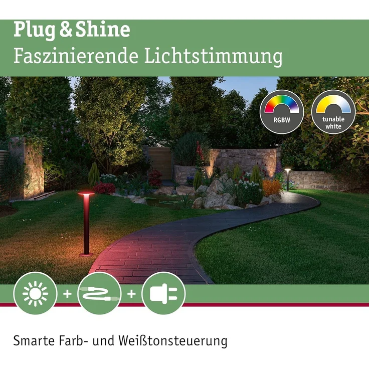 Paulmann 94750 Plug&Shine Pollerleuchte Zigbee Plate RGBW Anthrazit – Bild 3