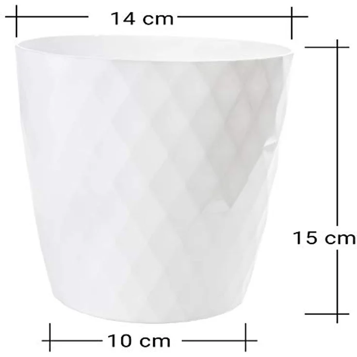 Centi Pflanzkübel Moderner Blumentopf weiß glänzend Facettenoptik (3er-Set) – Bild 2