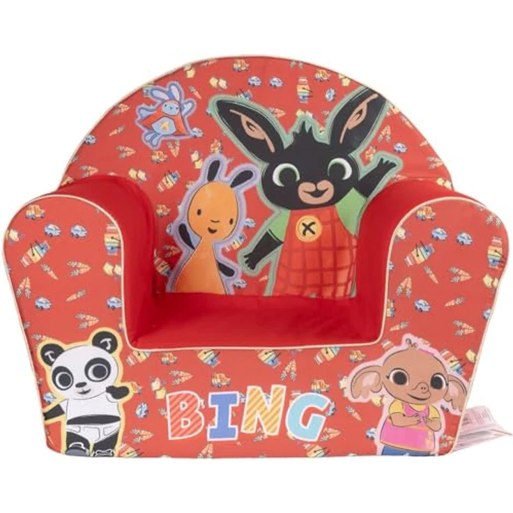 Bing Kindersessel – bequem und sicher, lustiges Design mit Bing und Flop – perfekt für Kinderzimmer und Spiel-Ecken (rot) – Bild 2