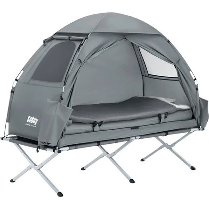 SoBuy Feldbett OGS32 Campingzelt 4in1-Zelt mit Campingliege Schlafsack Luftmatratze – Bild 4