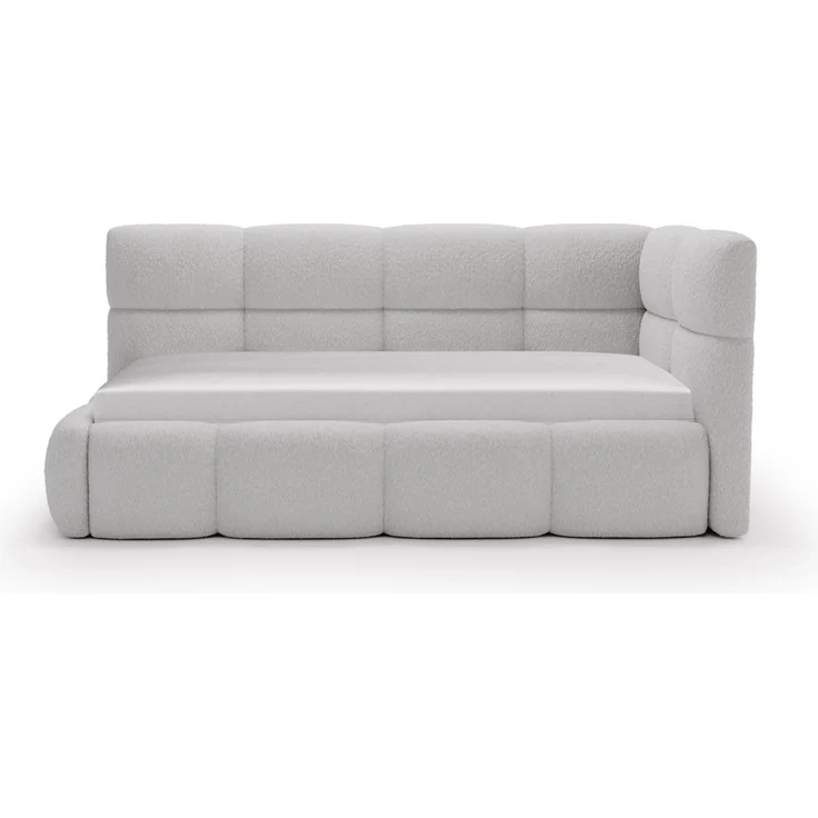 GRAINGOLD Modo One Jugendbett 90x200, Einzelbett mit Bettkasten, mit Lattenrost, Bouclé-Stoff, Links, Grau – Bild 3