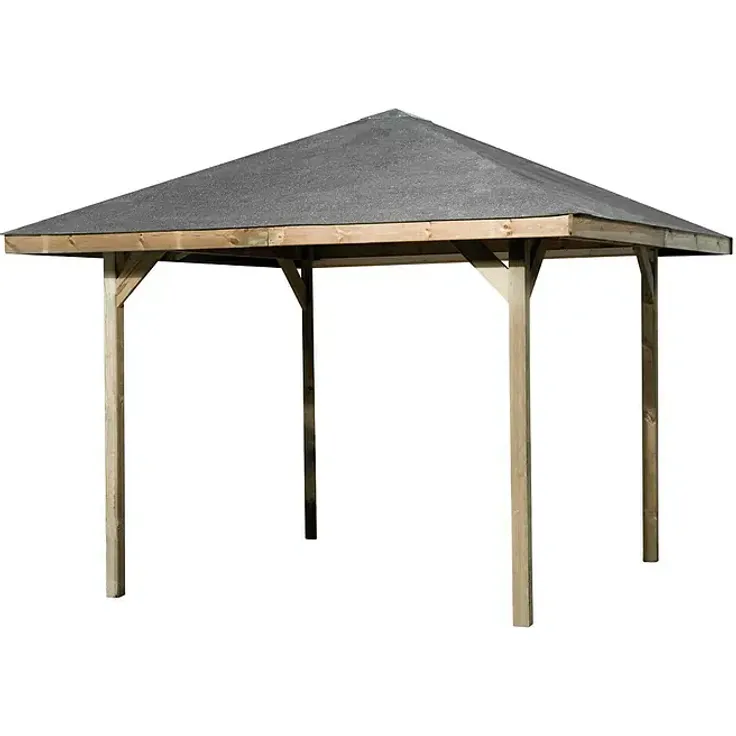 Weka Gartenoase 651, Pavillon aus kesseldruckimprägniertem Holz, 294 x 294 cm, Natur, Massivholzdach