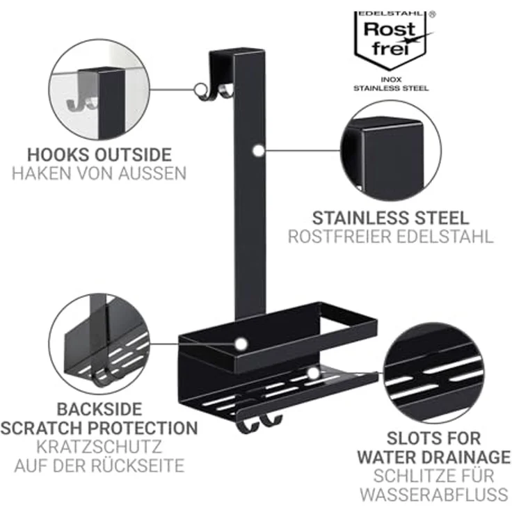 WENKO BRIBANO Duschablage, Schwarz, zum Einhängen – Bild 4