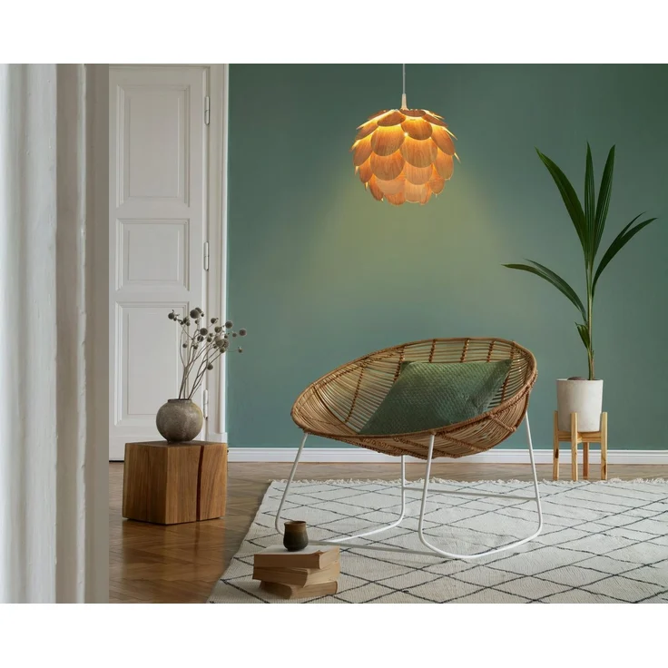 näve Pendelleuchte Foglia, ohne Leuchtmittel, exkl. 1x E27, blütenform, naturfarben, D: 40cm, Pendel weiß 70cm – Bild 2