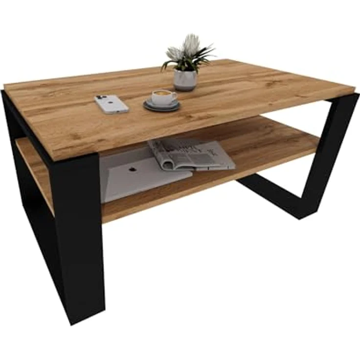 CraftPAK Wohnzimmertisch Kaja96 für Couch aus hochwertigem Holz, Couchtisch 54T x 96B x 44H cm (1-Tisch), Tischplatte aus Holz – Bild 2