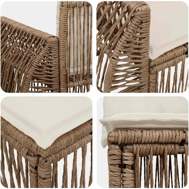 vidaXL Gartensofa-set 6 stk. 6-Sitzer Beige und Cremeweiß Poly-Rattan 3435516 – Bild 7