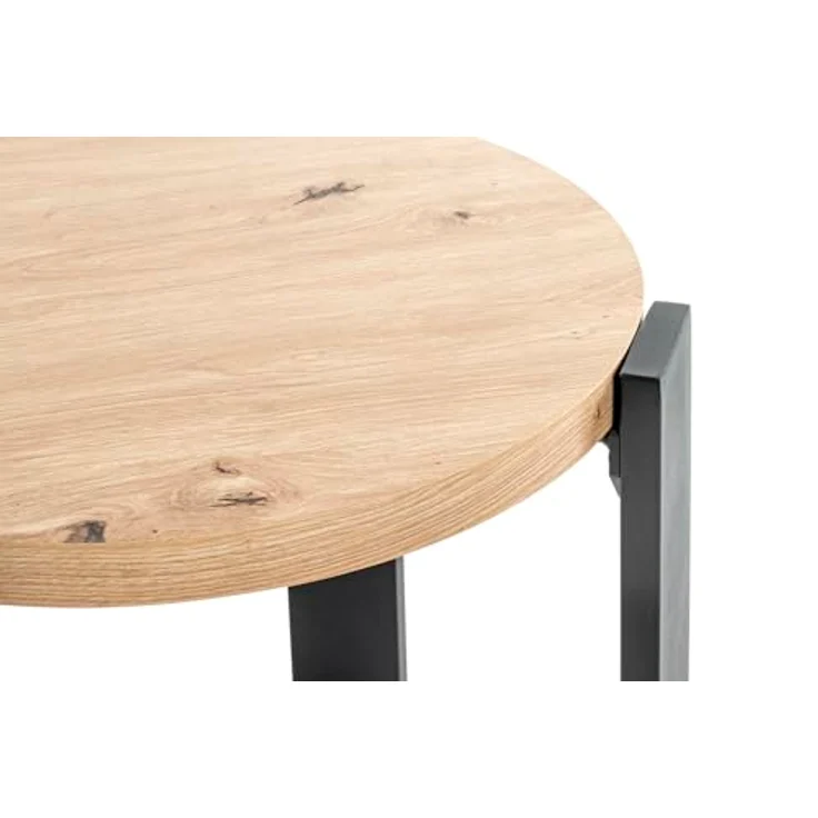 XXXL Beistelltisch, Eiche, Metall und Holzwerkstoff, rund, 50x46x50 cm, ideal für Wohnzimmer – Bild 4