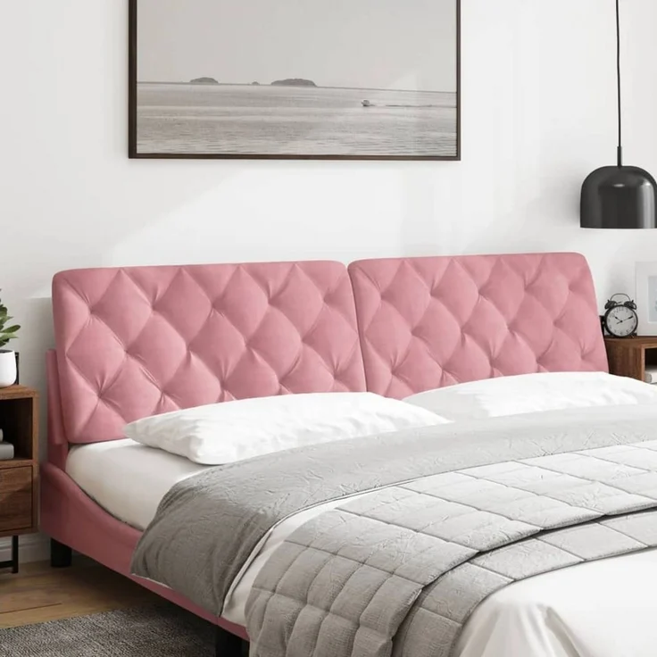vidaXL Bett Kopfteil-Kissen Rosa 200 cm Samt (1-tlg) – Bild 3