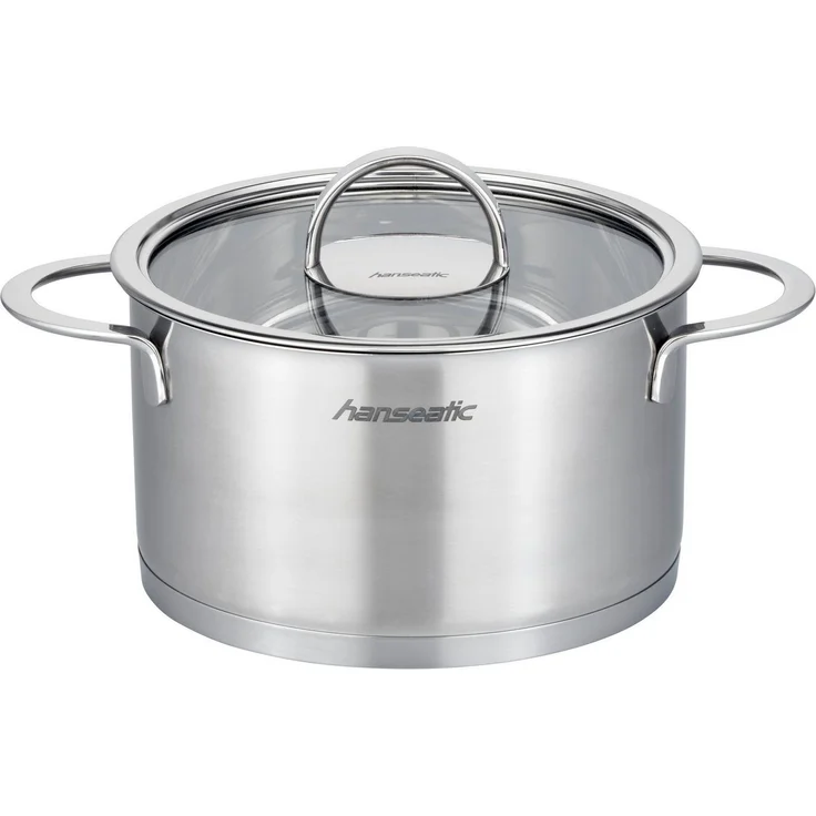 Hanseatic Topf-Set hanseatic, Edelstahl 18/10 (Set, 8-tlg, je 1 Fleischtopf 16/20/24 cm, Bratentopf 20 cm), handfreundliche Kaltmetallgriffe, Literskala, Glasdeckel, Induktion – Bild 1