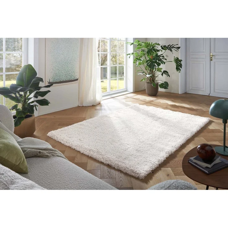 TaraCarpet Flokati-Teppich TaraCarpet Flokati Eco Langflorteppich Shaggy, rund, Höhe: 52 mm, Flokati Hochflor Langflor weich creme Wohnzimmer Schlafzimmer 120x120r – Bild 5