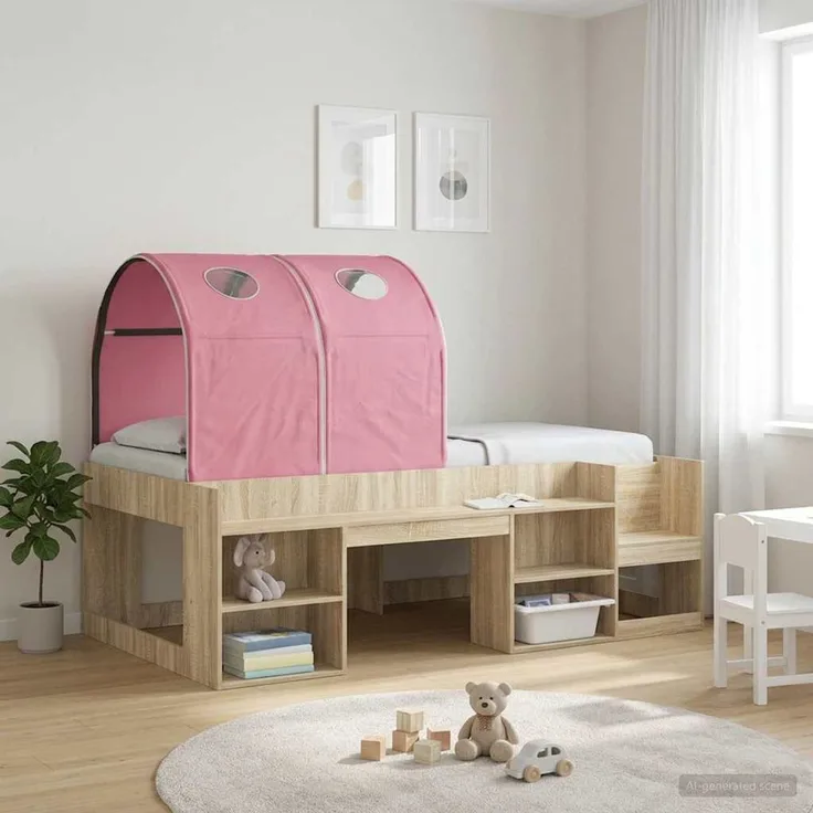 vidaXL Bettunnel 2 pcs Rosa 211 x 52,5 x 2 cm Polyester 893705