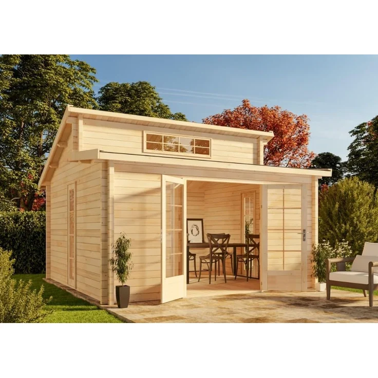 Alpholz Gartenhaus Lausitz ISO Gartenhaus aus Holz Holzhaus mit 40 mm Wandstärke Blockbohlenhaus mit Montagematerial
