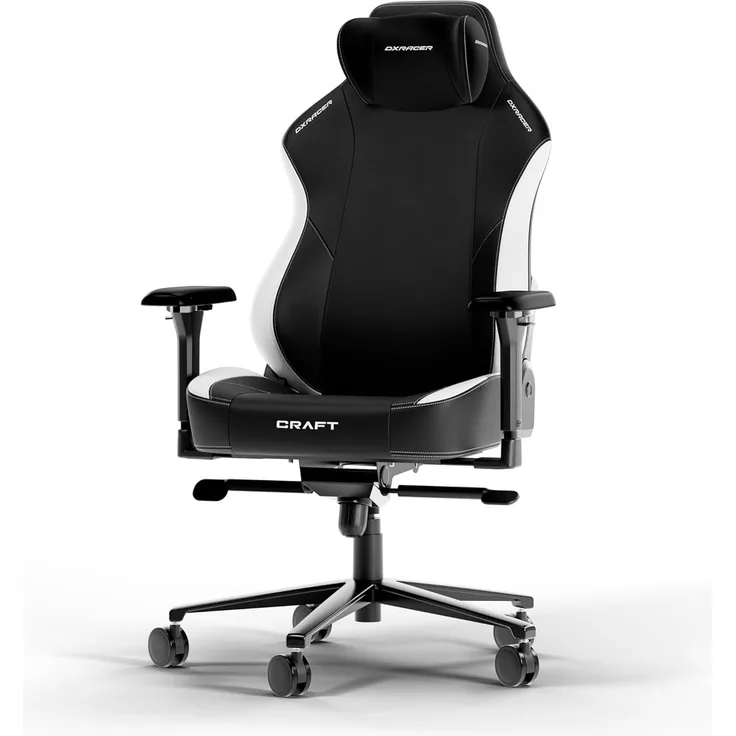 DXRacer CRAFT XL Schwarz & Weiß EPU Leder das Orginal Gaming Stuhl
