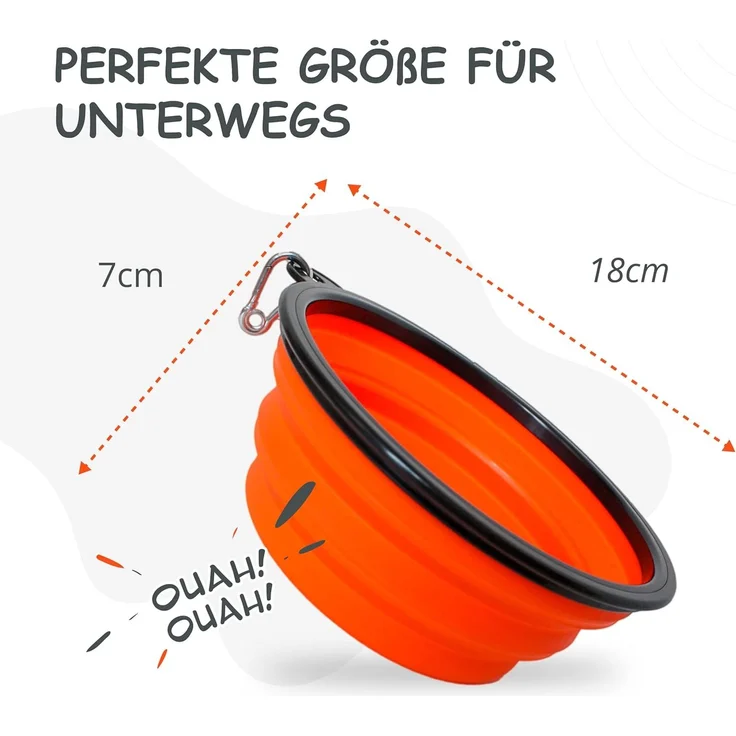 PETSATION Hundenapf faltbar (2x1000 ml), Silikon orange – Bild 5