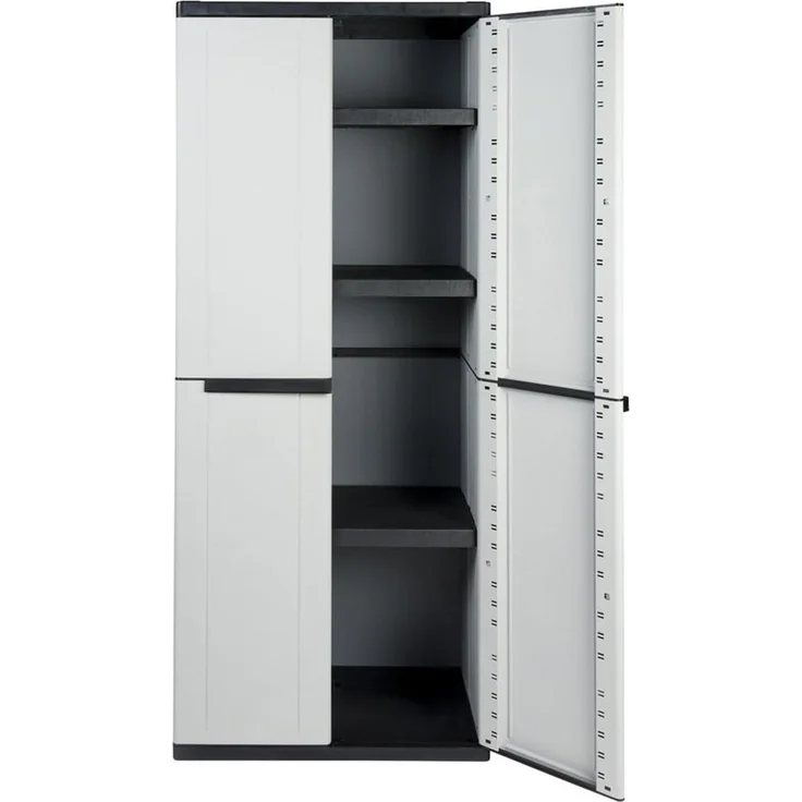 Kreher Mehrzweckschrank Kunststoffschrank 'J-Line' mit 3 Böden (Schwarz/Grau) – Bild 4