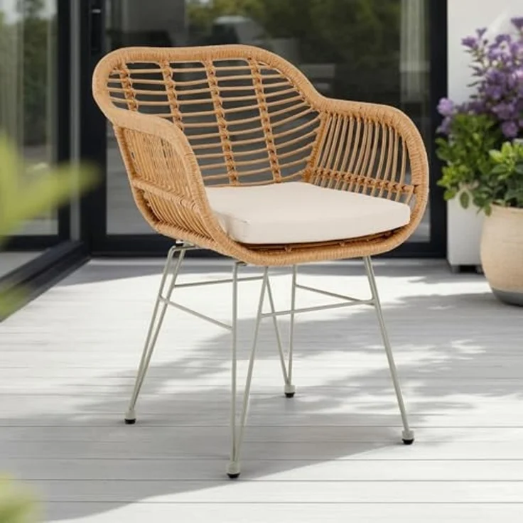 IDIMEX Gartenstuhl PARAMO (2 St), In & Outdoor Esszimmerstuhl 2er Set mit Metallgestell in Rattan Optik – Bild 2