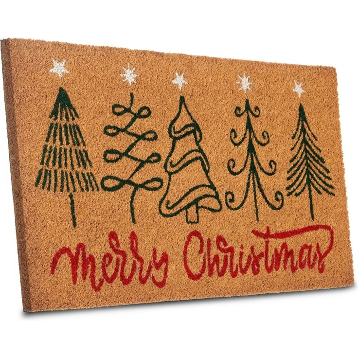 HANSE Home Fußmatte Kokos Five Christmas Trees, Türmatte, rechteckig, Höhe: 15 mm, Schmutzfangmatte, Rutschfest, Outdoor, Weihnachten, Kokosmatte, Flur – Bild 2