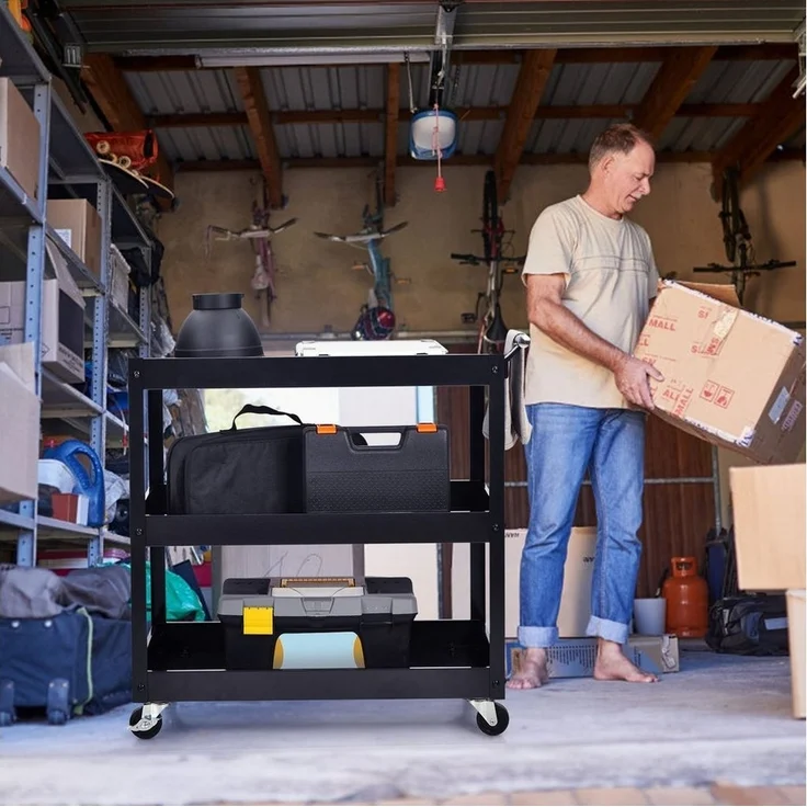 COSTWAY Küchenwagen, auf Rollen, mit 3 Ebenen & Griff, 76 x 38 x 79cm – Bild 2