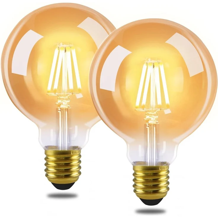 Nettlife LED-Leuchtmittel 2 Stück G95 LED Glühbirne E27 Vintage Warmweiß Filament, E27, 2 St, Warmweiß, für Haus Hotel Café Bar – Bild 1